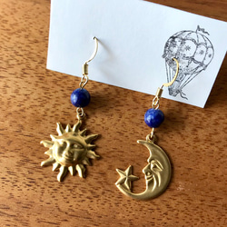 太陽と月ピアス [lapis lazuli] 1枚目の画像
