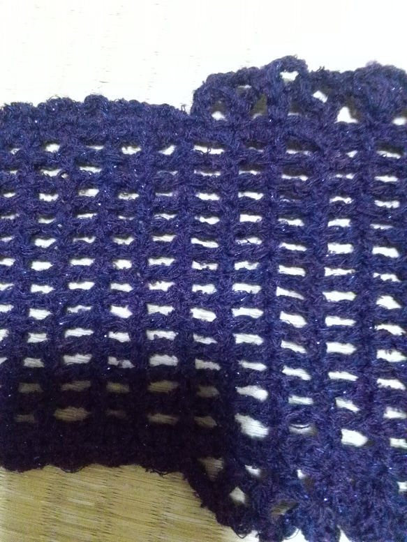 メッシュ編み　ストール　小ぶり　紫 5枚目の画像