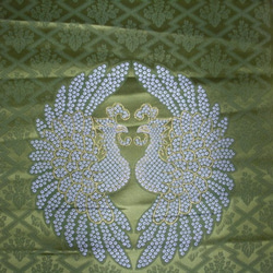 婚礼夜具「布団生地」緞子のハギレ 3枚目の画像