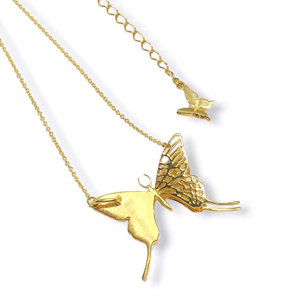 本物の蝶の羽　透かしデザインアゲハ蝶ネックレス　ゼフィリティスモルフォ　[zps027g-zep]