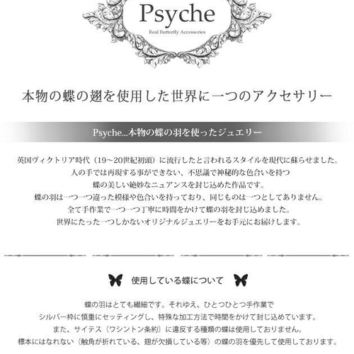 本物の蝶の羽 飾り枠オーバル ペンダント ゼフィリティス