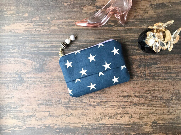 ☆星柄(スター)×ネイビー☆ポーチ付きポケットティッシュケース