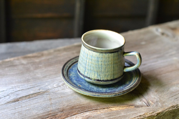 ストライプコーヒーカップ　ブルー　（小） 2枚目の画像