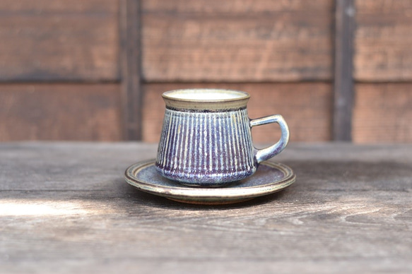 ストライプコーヒーカップ　ブルー　（小） 1枚目の画像