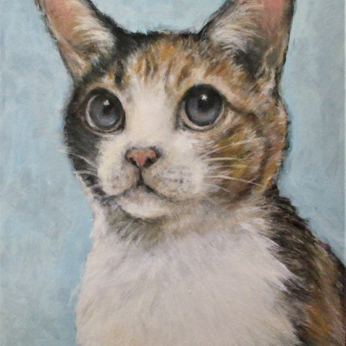 猫の絵 絵画 原画 油絵風アクリル画 ペット似顔絵 painting 初めてオーダーをいただいて描かせてもらった作品🌼美人さんと