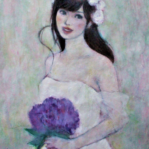 海辺にて』 出歩く P8 油彩画 人物画 海辺にて』 出歩く P8 油彩画 人物画