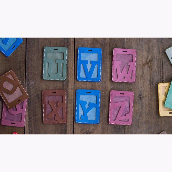 字母證件套【行李牌版】U-Z。手縫皮革材料包。 第2張的照片