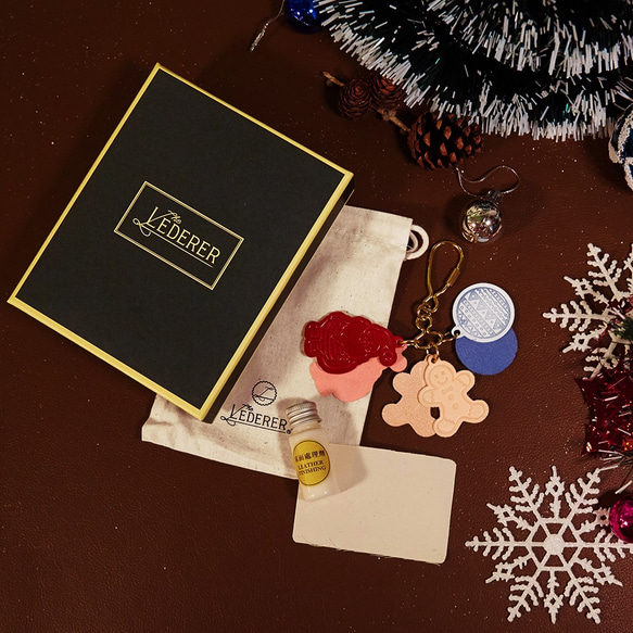 【2018聖誕節限定】薑餅人組合鎖匙圈。無縫皮革材料包 。BSP103 第2張的照片