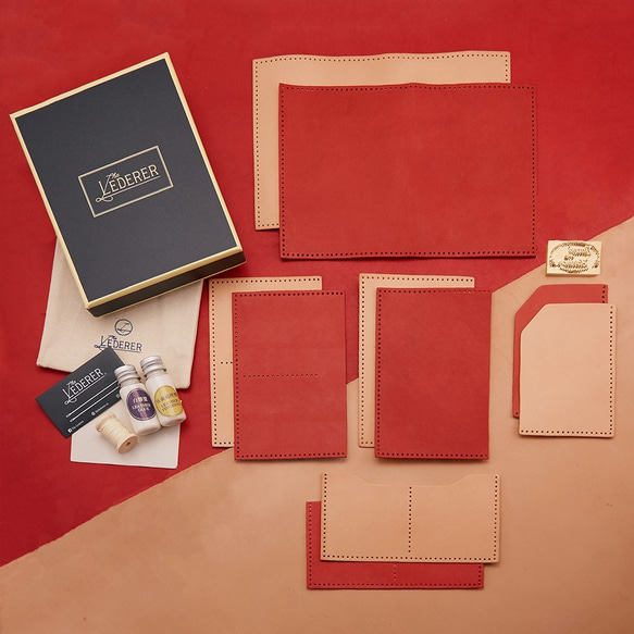 皮革 x 情侶專屬黃銅模具。手縫材料包護照套套裝C。SPS012 第2張的照片