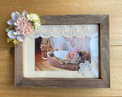 お誕生日や記念のお写真を♡】アートフラワー&レース＊アンティーク