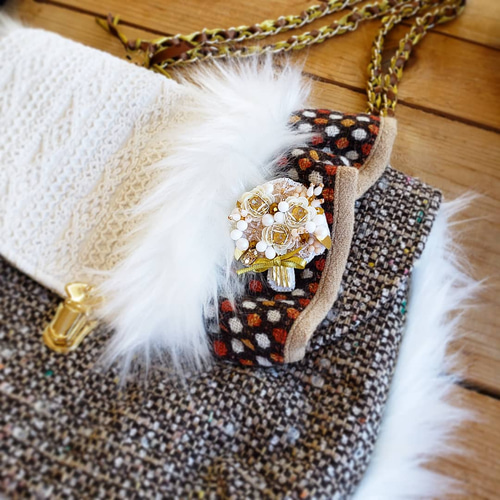 ブーケのビーズ刺繍ブローチ☆オーダー ブローチ まりねま 通販