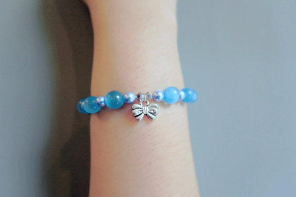 藍調blue - 施華洛世奇水晶珍珠 / 貓眼石 /手鍊 手環 禮物客製設計 第3張的照片