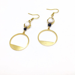 空心圓-可改夾式 Brass Earrings / 一對 / 天然石 復古 黃銅耳環 / 禮物客製設計 第4張的照片