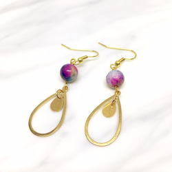 水滴-可改夾式 Brass Earrings / 一對 / 天然石 復古 黃銅耳環 / 禮物客製設計 第1張的照片