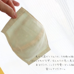 【受注製作】ダブルガーゼのポケット付き立体マスク　きなりｘみず色ドット 7枚目の画像