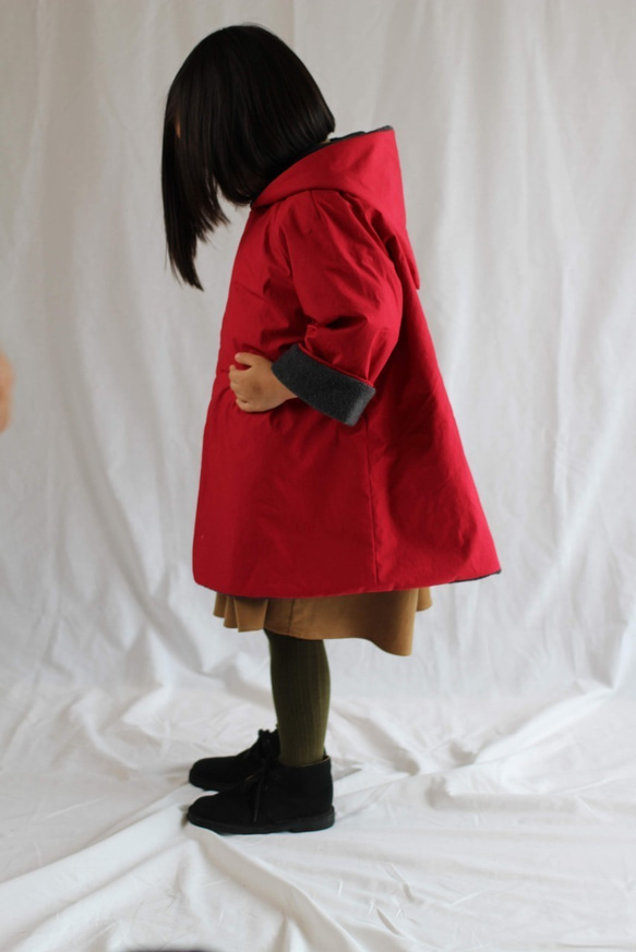 三角帽子　裏フリース　コート　子供服　90～130 1枚目の画像