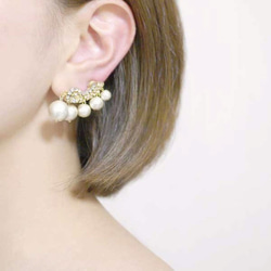 Pearl Fringe Ear cuff - パールフリンジカフピアス - green 3枚目の画像