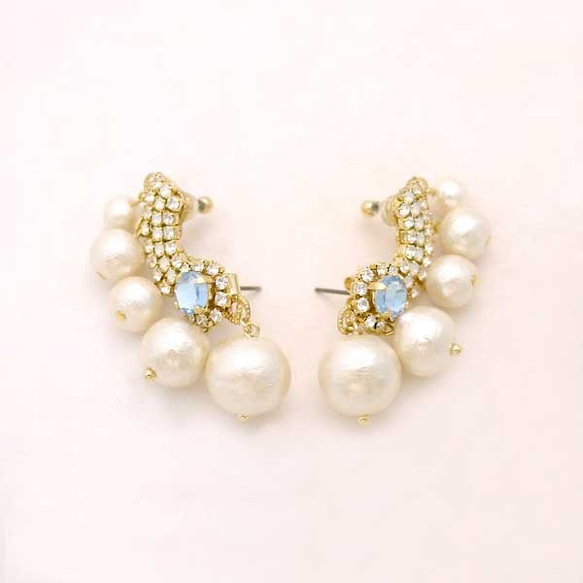 Pearl Fringe -blue- earing 1枚目の画像