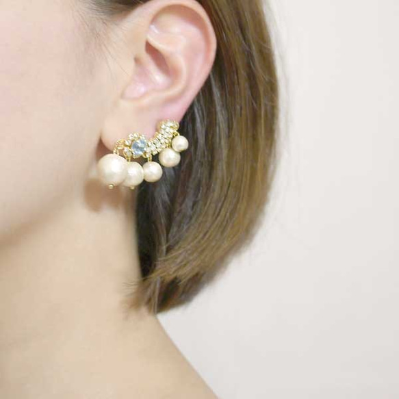 Pearl Fringe -blue- earing 2枚目の画像