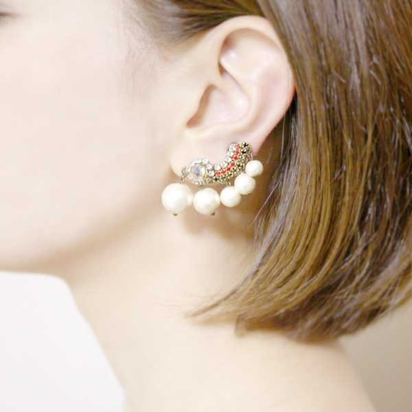 Pearl Fringe -red- earing 2枚目の画像