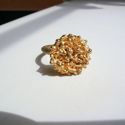 粔籹（おこし）Ring-丸　真鍮/K18gp　とろけた粒々＊*シンプルで合わせやすい　自分へのご褒美　受注製作　送料無料 1枚目の画像