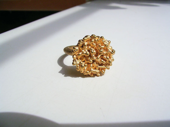 粔籹（おこし）Ring-丸　真鍮/K18gp　とろけた粒々＊*シンプルで合わせやすい　自分へのご褒美　受注製作　送料無料 1枚目の画像