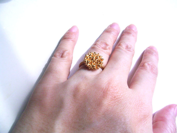 粔籹（おこし）Ring-丸　真鍮/K18gp　とろけた粒々＊*シンプルで合わせやすい　自分へのご褒美　受注製作　送料無料 2枚目の画像