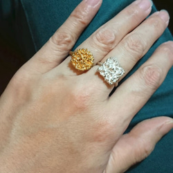 粔籹（おこし）Ring-丸　真鍮/K18gp　とろけた粒々＊*シンプルで合わせやすい　自分へのご褒美　受注製作　送料無料 5枚目の画像