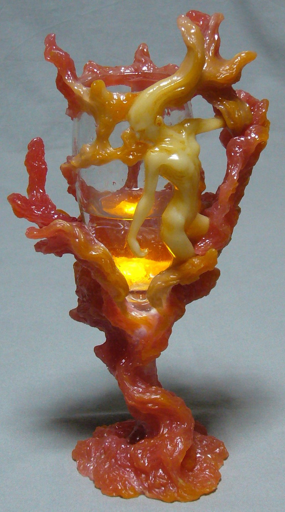 火焔グラス　（LEDライト内蔵フィギュアオブジェ、花器） 3枚目の画像