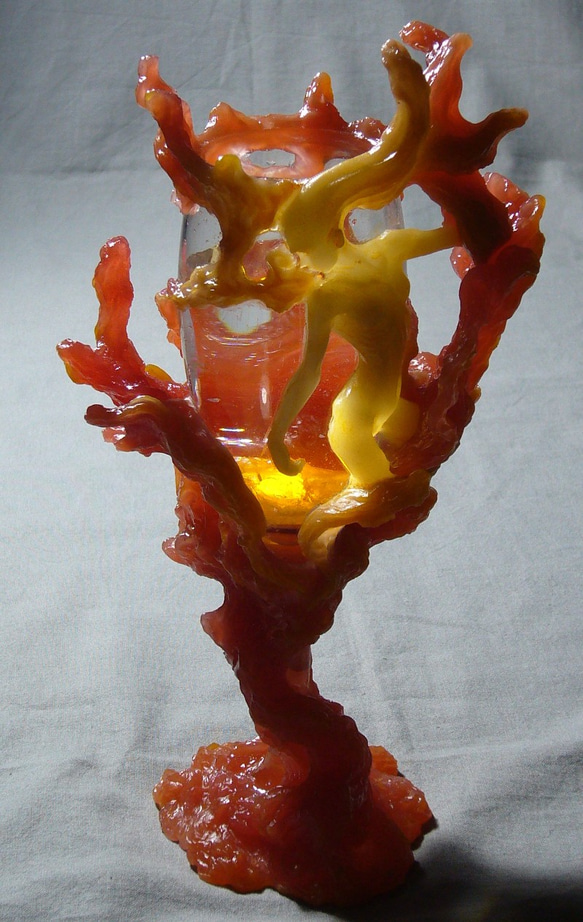 火焔グラス　（LEDライト内蔵フィギュアオブジェ、花器） 7枚目の画像
