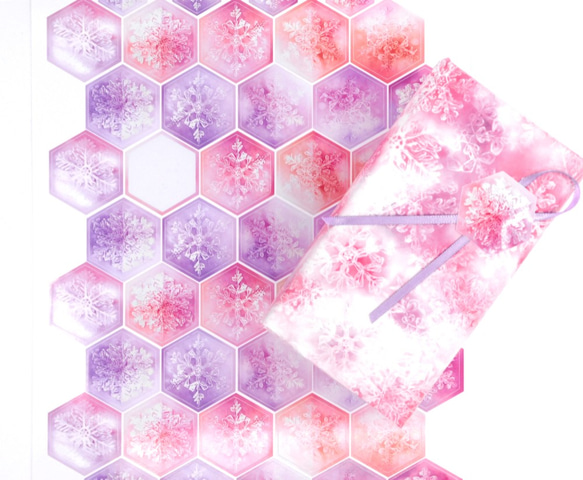 雪の結晶の六角形光沢紙シール ピンク～パープル40枚+α 4枚目の画像