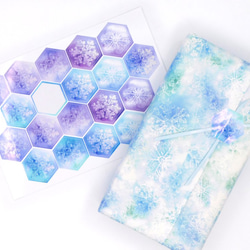 雪の結晶の六角形光沢紙シール パープル～ブルー20枚 3枚目の画像