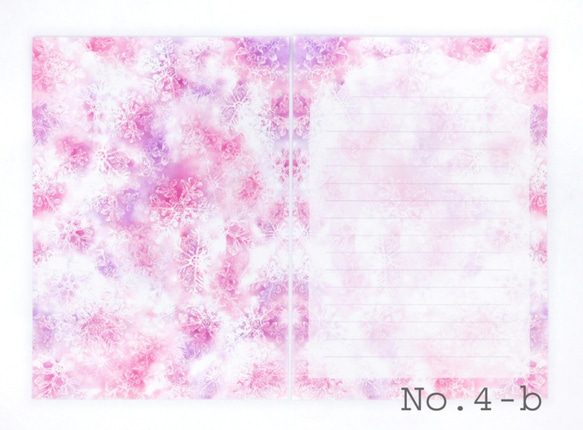 雪の結晶レターセット パープル３色 3枚目の画像
