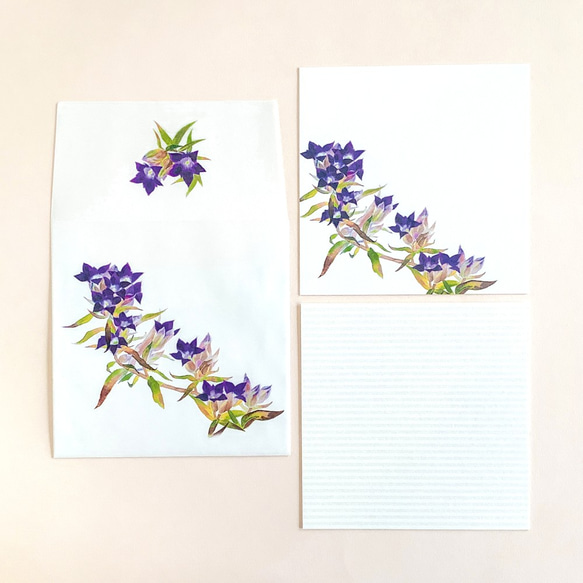 リンドウのメッセージカード2種×2枚　封筒付き 4枚目の画像