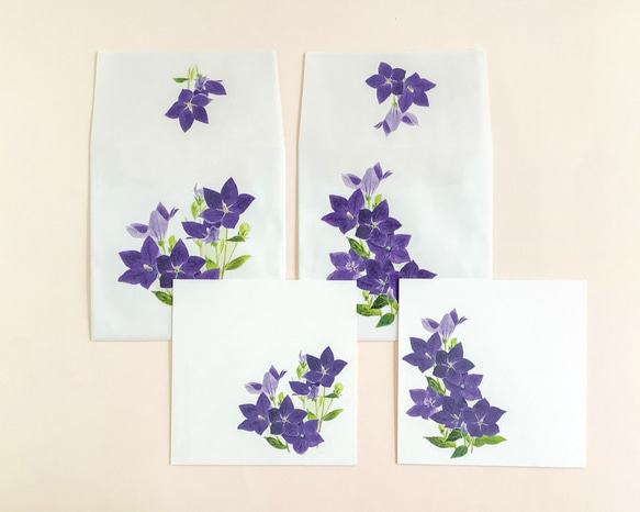 キキョウのメッセージカード2種×2枚　封筒付き 2枚目の画像