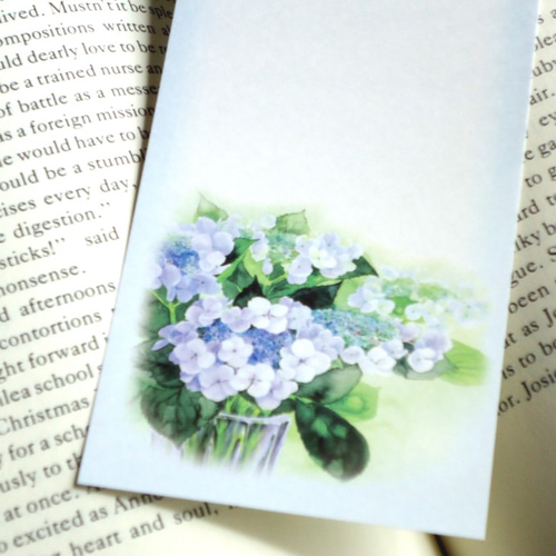 紫陽花とリンドウ水彩画