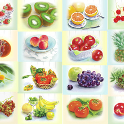 果物の水彩画一筆箋 32枚（16種×2枚） 2枚目の画像