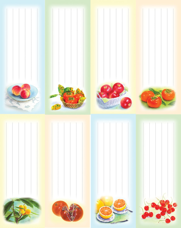 果物の水彩画一筆箋 32枚（16種×2枚） 4枚目の画像