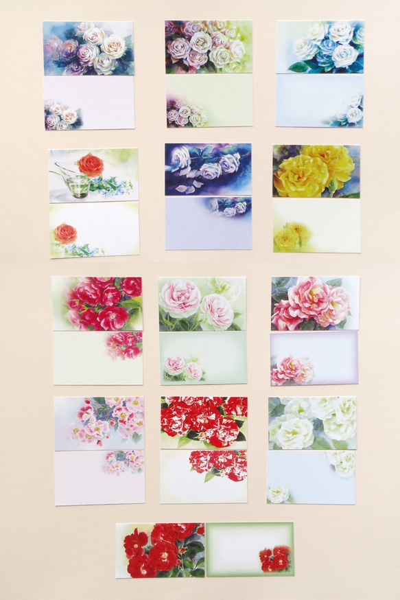 ２２枚、バラの水彩画メッセージカード　２２種柄違い 3枚目の画像