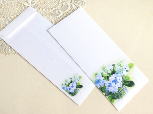 額紫陽花の和紙封筒４枚 2枚目の画像