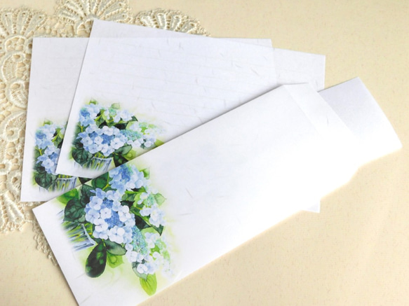 額紫陽花の和紙封筒４枚 4枚目の画像
