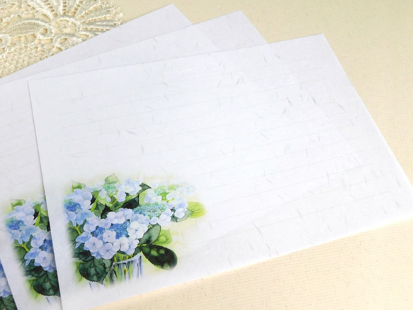 額紫陽花の和紙便箋１５枚 2枚目の画像