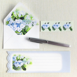 額紫陽花のミニ封筒＆メッセージカード（内模様） 1枚目の画像