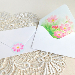 コスモスのミニ封筒＆メッセージカード（内模様） 4枚目の画像