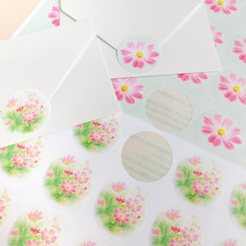 コスモス 丸シール1シート48枚 シール March-Hare-Gallery 通販