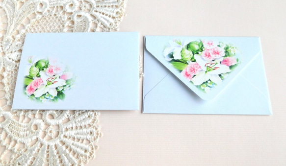 バラとカサブランカのミニ封筒＆メッセージカード（外模様） 4枚目の画像