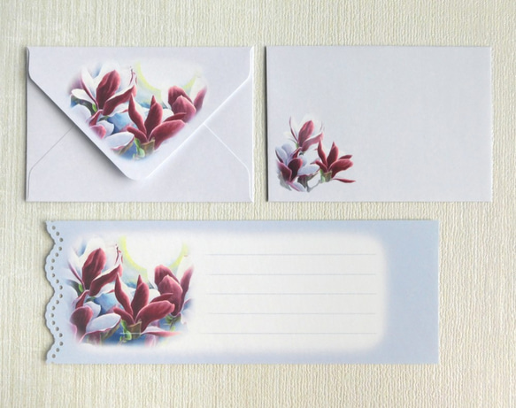 木蓮のミニ封筒＆メッセージカード（外模様） 1枚目の画像