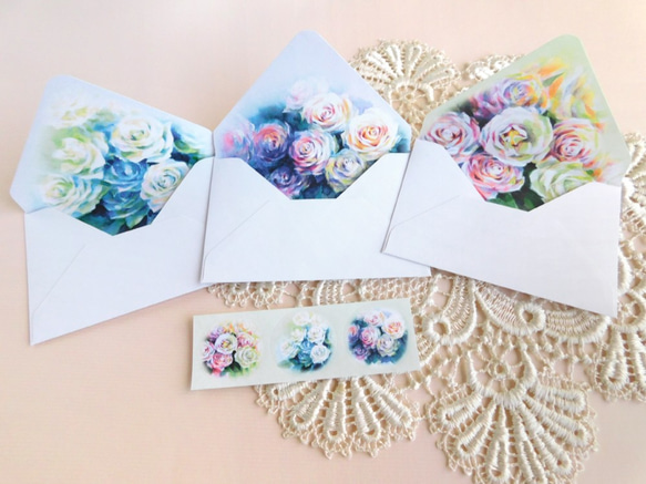 ３種のバラのミニ封筒＆メッセージカード 3枚目の画像