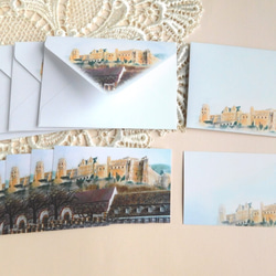 風景画のメッセージカード＆ミニ封筒「丘の上の古城」 2枚目の画像