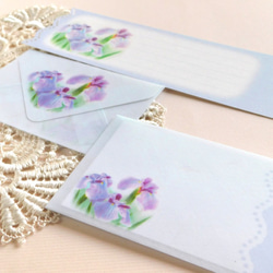花菖蒲の和紙ワックスペーパーミニ封筒＆メッセージカード 1枚目の画像